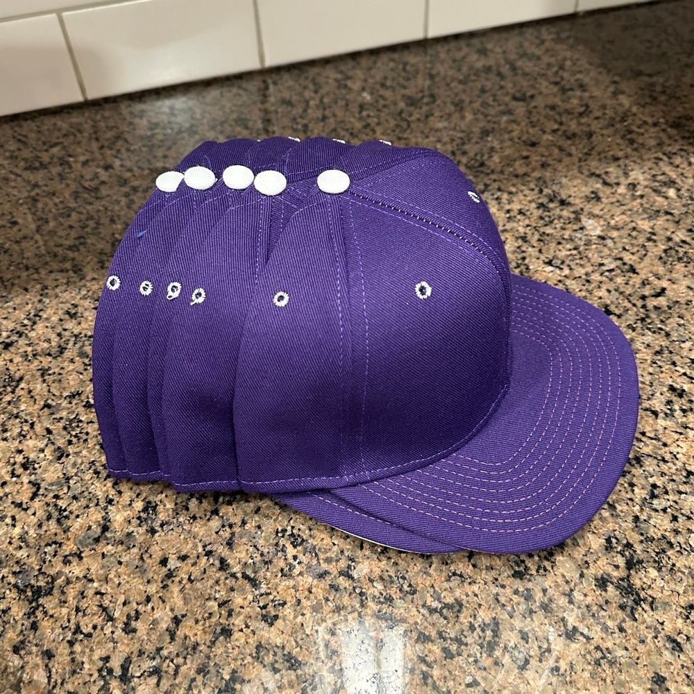 Vtg Tournament Headwear Pro Model Fitted Hat 7 1/4 Purple Made in USA Lot of 5